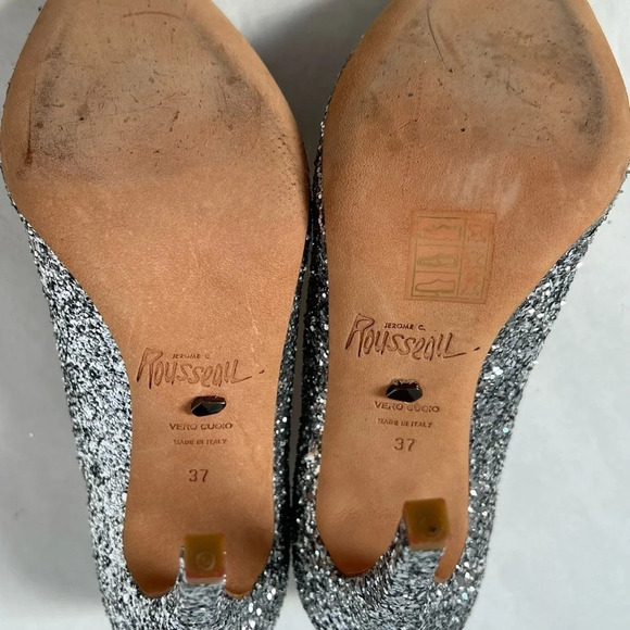 Jerome Rousseau Glittery Silver Evening Stiletto pumps EU 37 US 6.5 - Picture 4 of 9